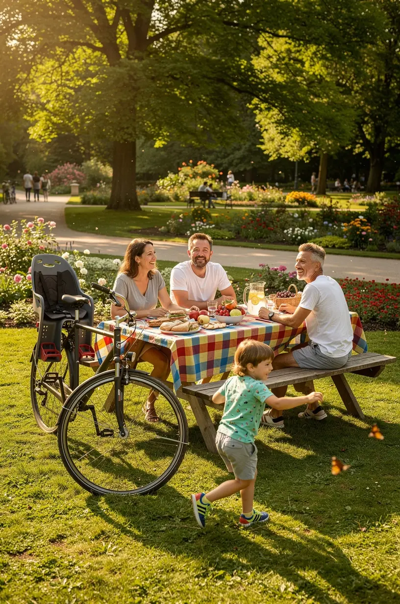 Eine Karte zeigt familienfreundliche Reisewege durch Deutschland mit kurzen Umstiegen und attraktiven Stopps.
